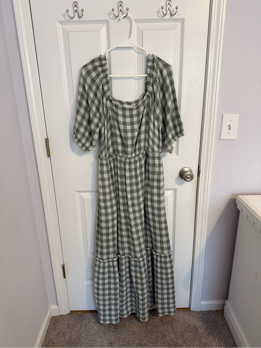 UpWest Green and White Gingham Maxi Dress